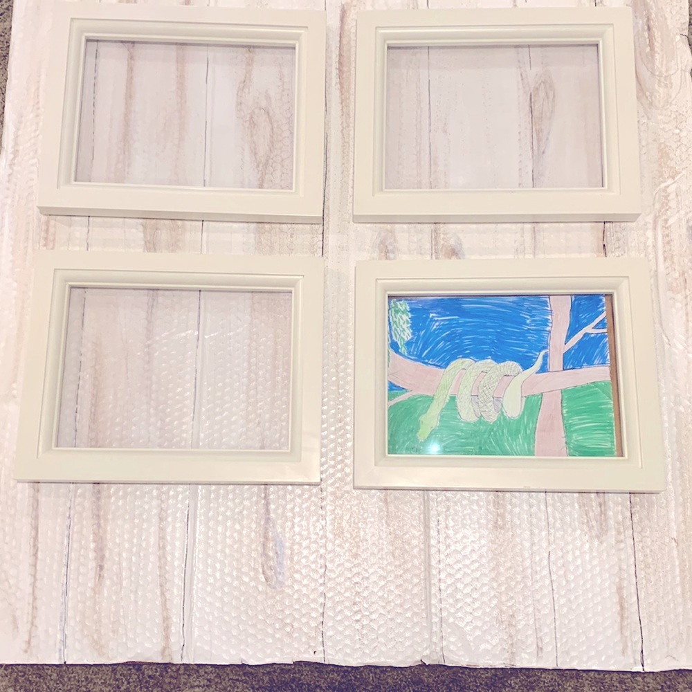 Pottery Barn kids artwork frames. Off white. Set of 4.